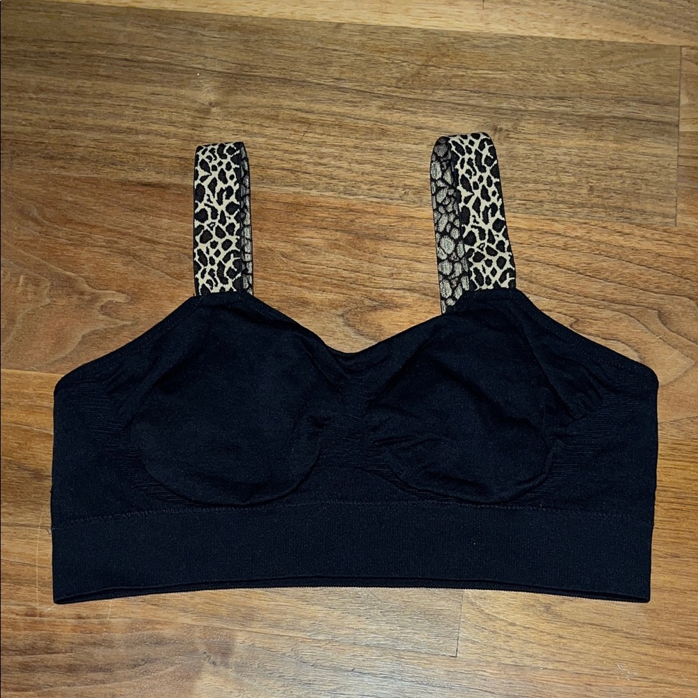 Black Leopard Strap Women's Bralette